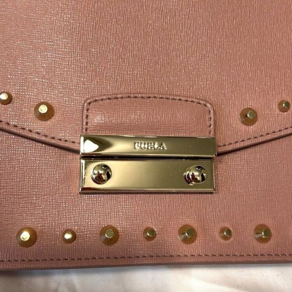 Furla Medium Julia Studded Dusty Pink Leather Bag New with tag - Picture 2 of 15